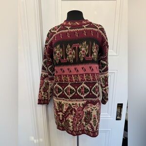 VINTAGE EXPRESS TRICOT RAMIE 90s FLORAL SWEATER XS MAROON PINK COUNTRY COTTAGE